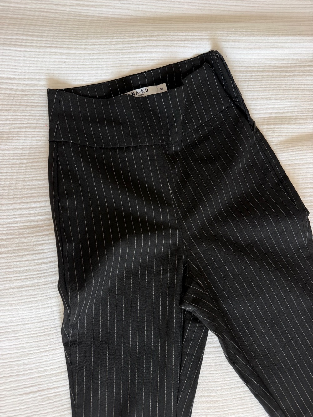 NA-KD Pinstripe High-Rise Trousers with Ankle Slit
